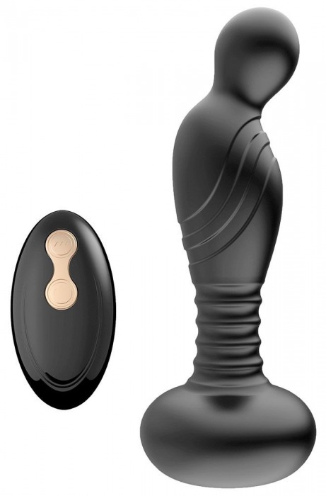 Черный массажер простаты с вибрацей и возвратно-поступательными движениями - Boys of Toys - в Коломне купить с доставкой