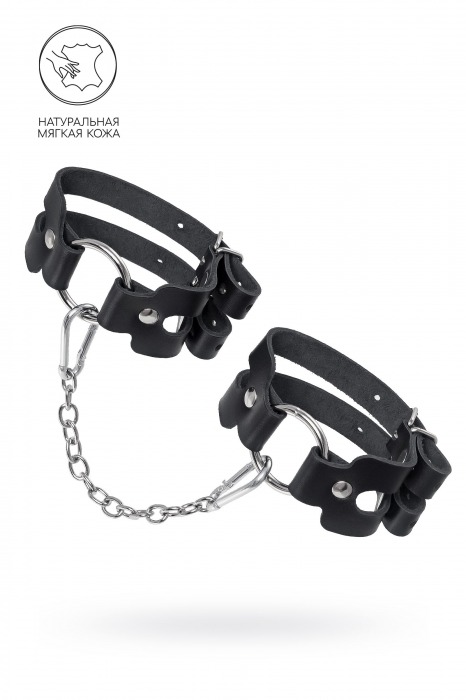 Черные кожаные оковы из двух ремешков - Pecado - купить с доставкой в Коломне