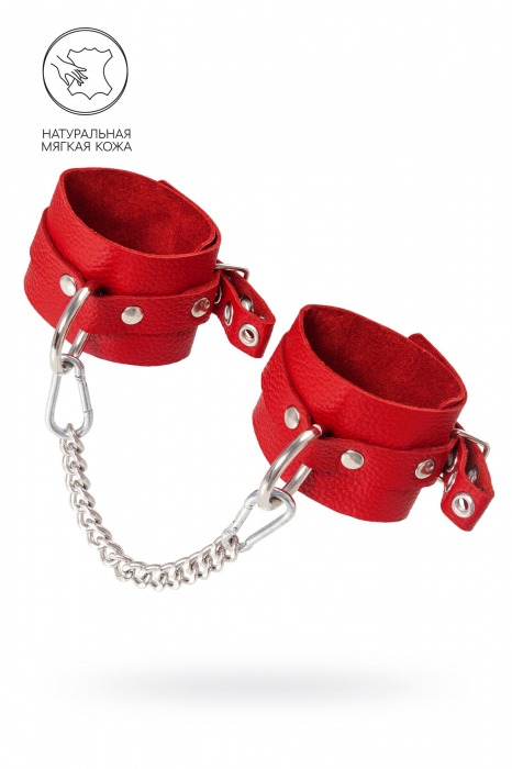 Красные мягкие кожаные оковы с люверсами - Pecado - купить с доставкой в Коломне