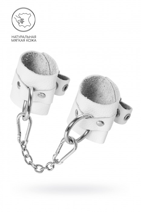 Белые мягкие кожаные наручники с люверсами - Pecado - купить с доставкой в Коломне