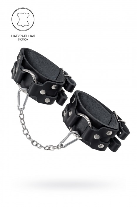 Черные кожаные оковы с двумя ремешками - Pecado - купить с доставкой в Коломне