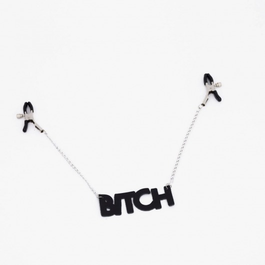 Зажимы на соски с кожаной подвеской Bitch - Crazy Handmade - купить с доставкой в Коломне