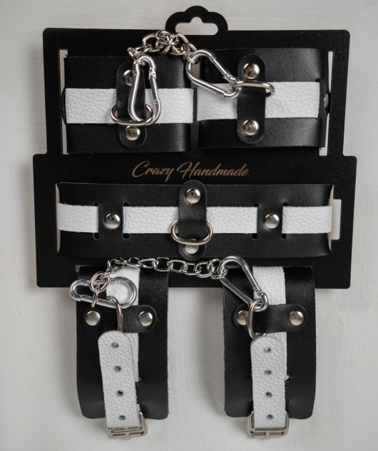 Набор фиксаторов из черной и белой натуральной кожи - Crazy Handmade - купить с доставкой в Коломне