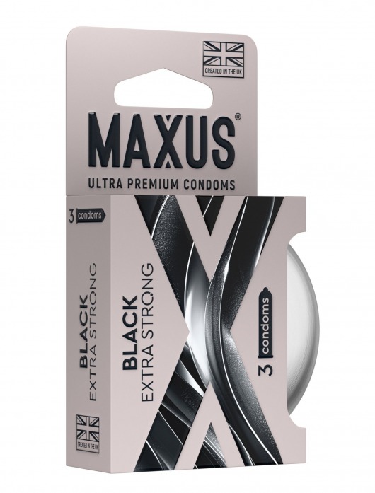 Черные утолщенные презервативы MAXUS Extra Strong с железным кейсом - 3 шт. - Maxus - купить с доставкой в Коломне