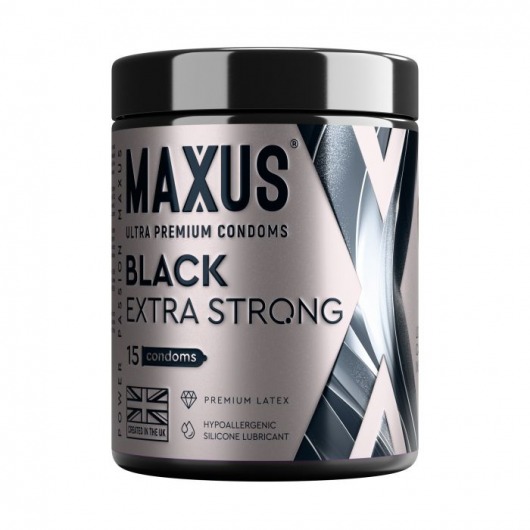 Черные утолщенные презервативы MAXUS Extra Strong с железным кейсом - 15 шт. - Maxus - купить с доставкой в Коломне