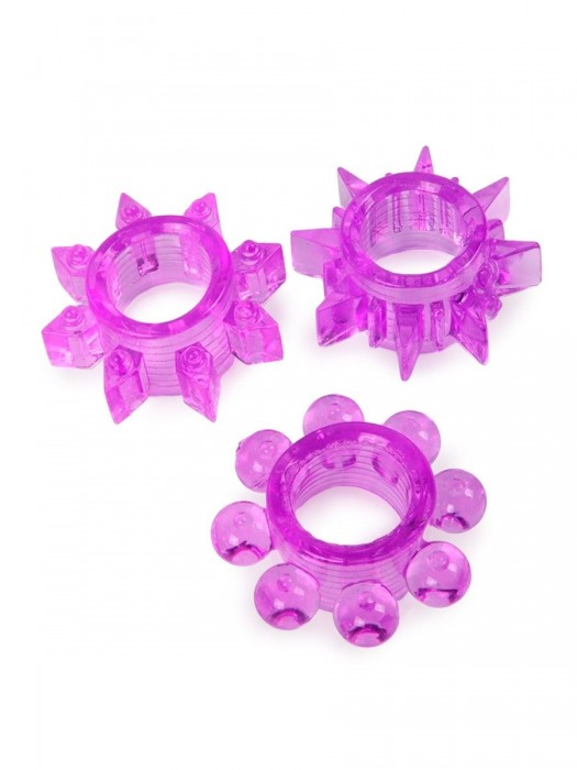 Набор из 3 лиловых эрекционных колец различной формы - Erowoman-Eroman - в Коломне купить с доставкой