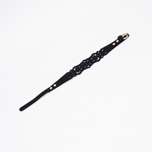 Черный ажурный чокер с золотистой фурнитурой - Crazy Handmade - купить с доставкой в Коломне