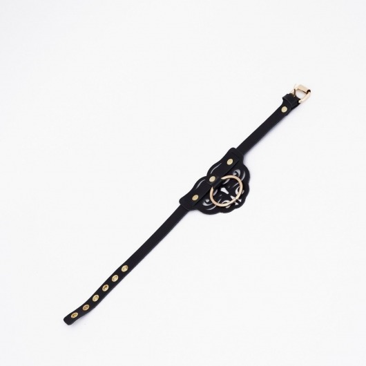 Черный чокер с клепками и золотистой фурнитурой - Crazy Handmade - купить с доставкой в Коломне