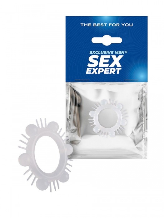 Эластичное эрекционное кольцо с шипиками и шариками - Sex Expert - в Коломне купить с доставкой
