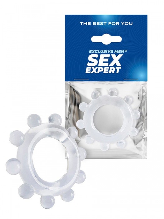 Прозрачное эрекционное кольцо со стимулирующими шариками - Sex Expert - в Коломне купить с доставкой