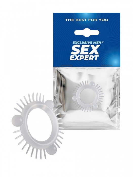 Эластичное эрекционное кольцо с 3 шариками и шипами - Sex Expert - в Коломне купить с доставкой