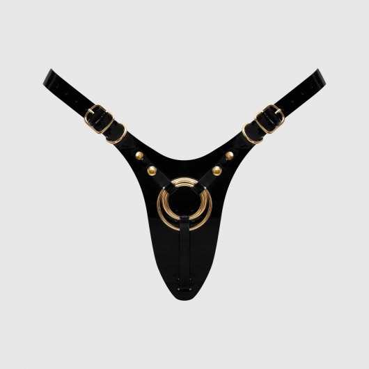 Черный пояс для фиксации насадок Strap-On-Me Leatherette Harness Fabulous - Strap-on-me - купить с доставкой в Коломне