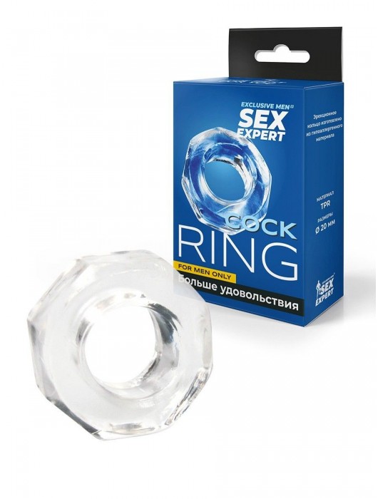 Прозрачное эрекционное кольцо в форме гайки - Sex Expert - в Коломне купить с доставкой