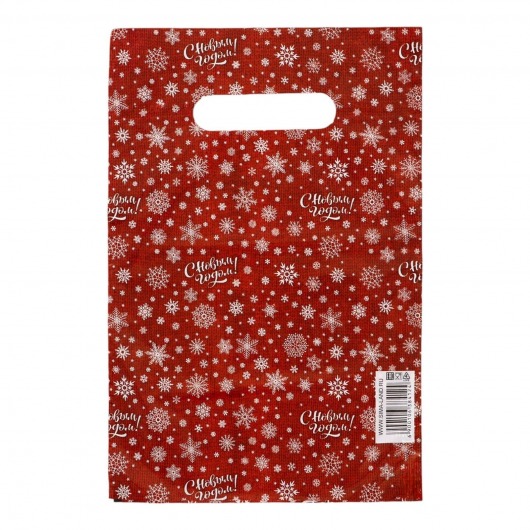 Красный подарочный новогодний пакет с вырубной ручкой (20х30 см) - Сима-Ленд - купить с доставкой в Коломне
