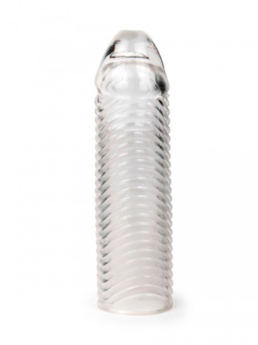 Прозрачная закрытая насадка на пенис с ребрышками - 16 см. - Sex Expert - в Коломне купить с доставкой