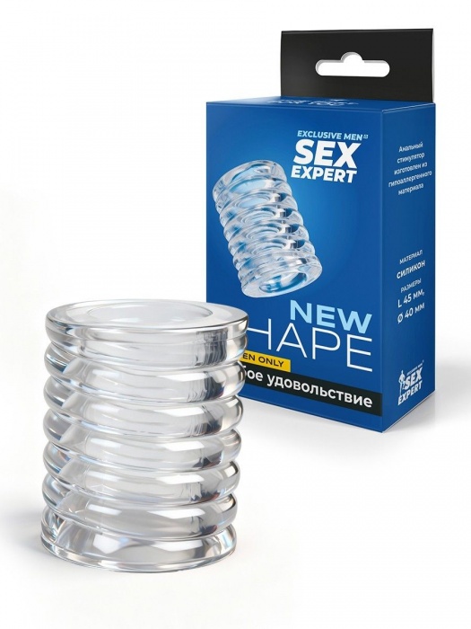 Прозрачная сквозная насадка на пенис с ребрышками - Sex Expert - в Коломне купить с доставкой