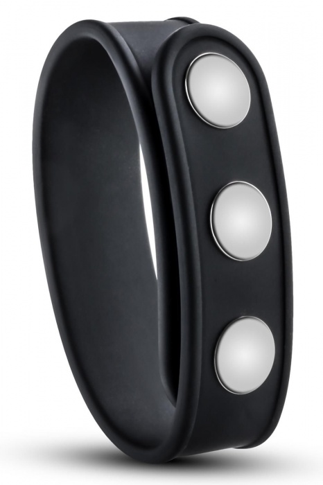 Черное эрекционное кольцо на кнопках - Blush Novelties - в Коломне купить с доставкой