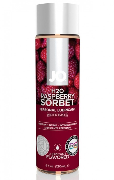 Лубрикант на водной основе с ароматом малины JO Flavored Raspberry Sorbet - 120 мл. - System JO - купить с доставкой в Коломне