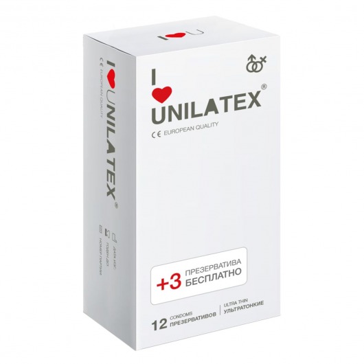 Ультратонкие презервативы Unilatex Ultra Thin - 12 шт. + 3 шт. в подарок - Unilatex - купить с доставкой в Коломне