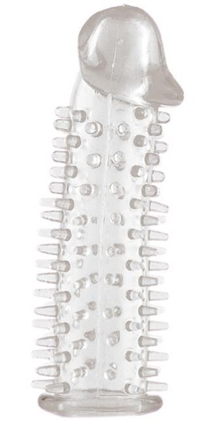 Прозрачная насадка на половой член с закрытой головкой и шипами - 12,5 см. - Toyfa Basic - в Коломне купить с доставкой