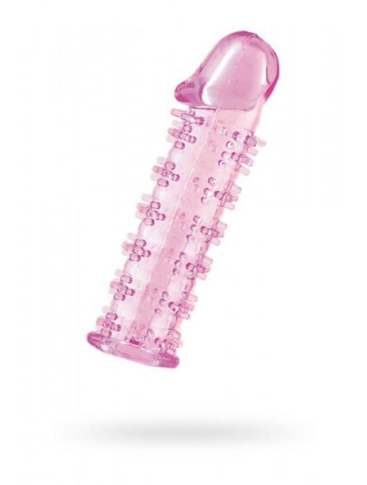 Гелевая розовая насадка на фаллос с шипами - 12 см. - Toyfa Basic - в Коломне купить с доставкой