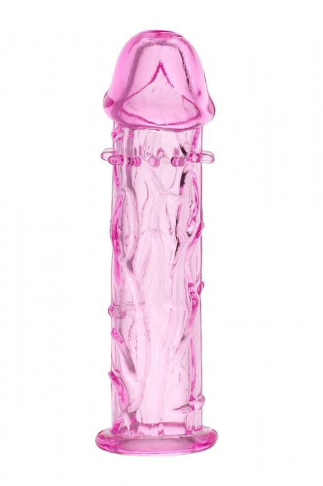 Гладкая розовая насадка с усиками под головкой - 12,5 см. - Toyfa Basic - в Коломне купить с доставкой