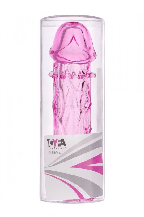 Гладкая розовая насадка с усиками под головкой - 12,5 см. - Toyfa Basic - в Коломне купить с доставкой