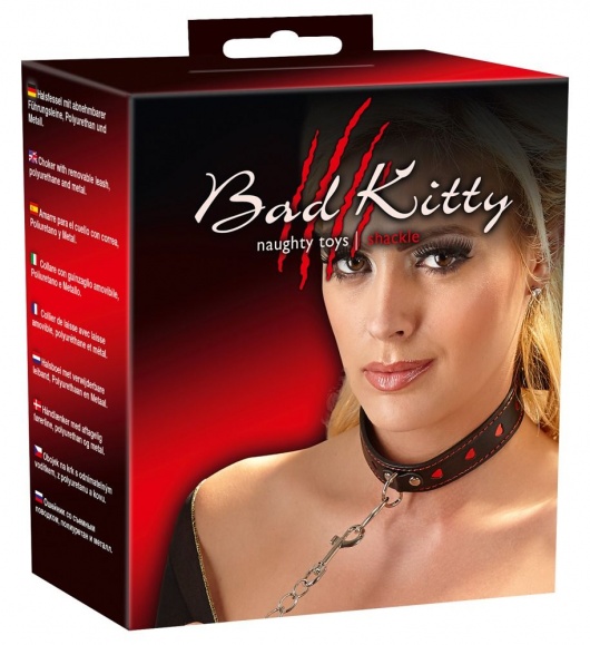 Узкий ошейник с сердечками и поводком-цепочкой - Orion - купить с доставкой в Коломне