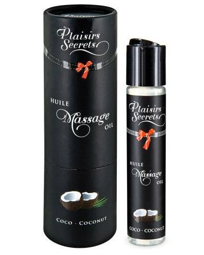 Массажное масло с ароматом кокоса Huile de Massage Gourmande Coco - 59 мл. - Plaisir Secret - купить с доставкой в Коломне