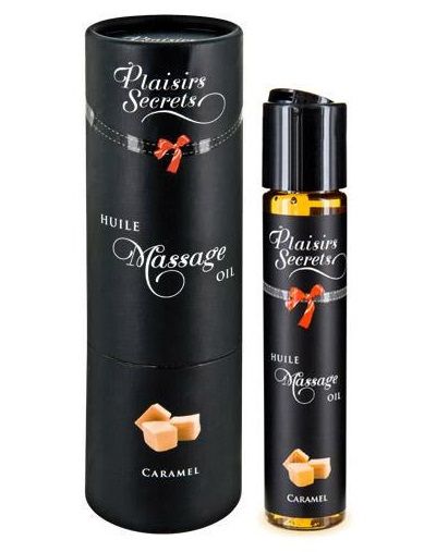 Массажное масло с ароматом карамели Huile de Massage Gourmande Caramel - 59 мл. - Plaisir Secret - купить с доставкой в Коломне