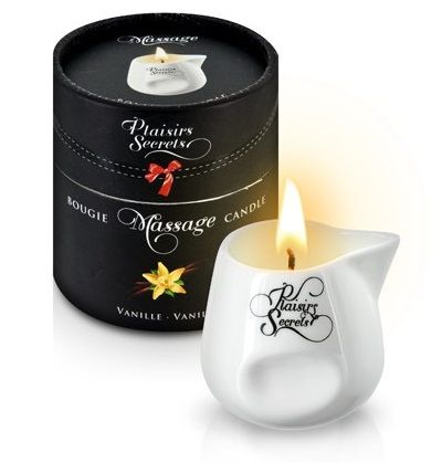 Массажная свеча с ароматом ванили Bougie Massage Gourmande Vanille - 80 мл. - Plaisir Secret - купить с доставкой в Коломне