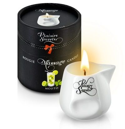 Массажная свеча с ароматом мохито Bougie de Massage Mojito - 80 мл. - Plaisir Secret - купить с доставкой в Коломне
