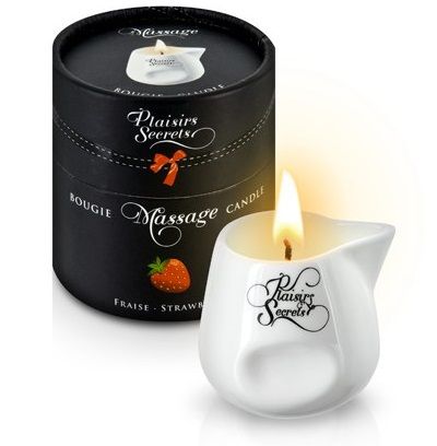 Массажная свеча с ароматом клубники Bougie de Massage Gourmande Fraise - 80 мл. - Plaisir Secret - купить с доставкой в Коломне