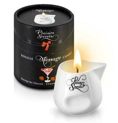 Массажная свеча с ароматом клубничного дайкири Bougie de Massage Daikiri Fraise - 80 мл. - Plaisir Secret - купить с доставкой в Коломне