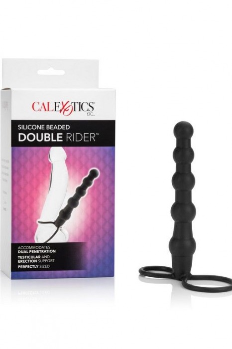 Насадка на пенис для двойного проникновения Silicone Beaded Double Rider - 14 см. - California Exotic Novelties - в Коломне купить с доставкой