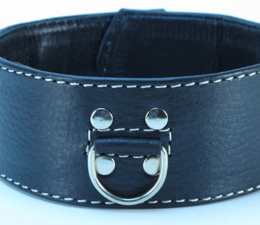 Черный кожаный ошейник с петлёй для поводка - БДСМ Арсенал - купить с доставкой в Коломне