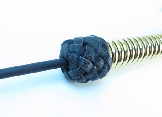 Чёрный королевский стек с золотистой рукоятью - 76 см. - БДСМ Арсенал - купить с доставкой в Коломне