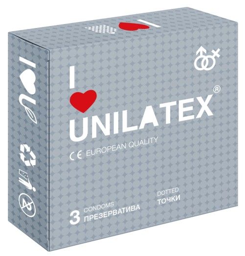 Презервативы с точками Unilatex Dotted - 3 шт. - Unilatex - купить с доставкой в Коломне