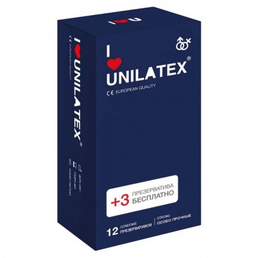 Ультрапрочные презервативы Unilatex Extra Strong - 12 шт. + 3 шт. в подарок - Unilatex - купить с доставкой в Коломне