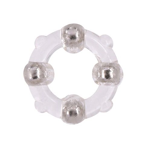 Эрекционное кольцо с 4 бусинами MENZSTUFF STUD RING CLEAR - Dream Toys - в Коломне купить с доставкой