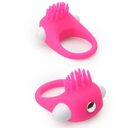 Розовое эрекционное кольцо с щеточкой LIT-UP SILICONE STIMU RING 5 - Dream Toys - в Коломне купить с доставкой