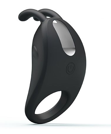 Чёрное эрекционное кольцо с вибрацией Rabbit Vibrator - Baile - в Коломне купить с доставкой