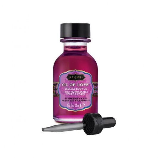 Масло для ласк с ароматом малины Oil of Love Raspberry Kiss - 22 мл. - Kama Sutra - купить с доставкой в Коломне