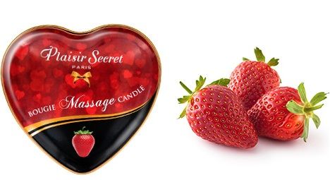 Массажная свеча с ароматом клубники Bougie Massage Candle - 35 мл. - Plaisir Secret - купить с доставкой в Коломне