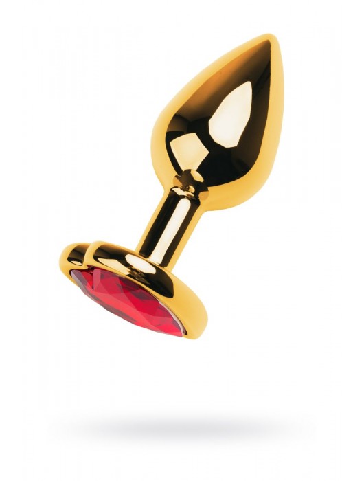 Золотистая анальная пробка с кристаллом-сердцем - 7,5 см. - ToyFa - купить с доставкой в Коломне