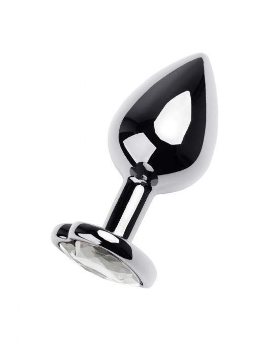 Серебристая анальная пробка с прозрачным кристаллом-сердцем - 8 см. - ToyFa - купить с доставкой в Коломне