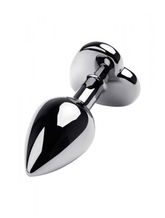 Серебристая анальная пробка с прозрачным кристаллом-сердцем - 8 см. - ToyFa - купить с доставкой в Коломне