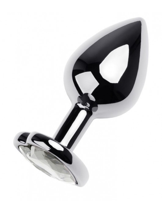 Серебристая анальная пробка с прозрачным кристаллом-сердцем - 8 см. - ToyFa - купить с доставкой в Коломне