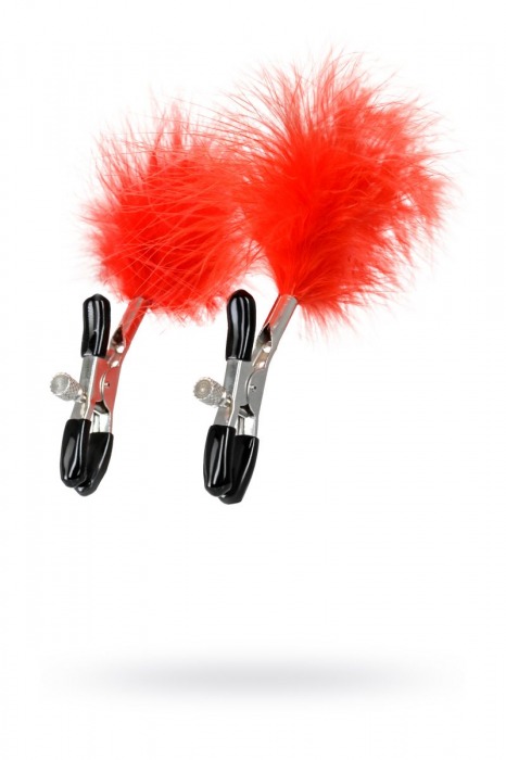 Зажимы для сосков с красным пухом Theatre - ToyFa - купить с доставкой в Коломне